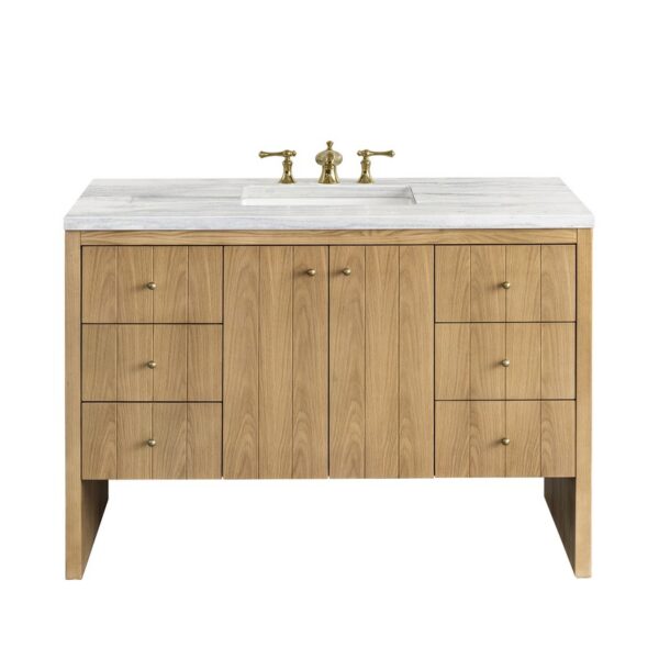 James Martin 435-V48-LNO-3AF Hudson 48 Inch Light Natural Oak Single Sink Vanity with 3 cm Arctic Fall Top