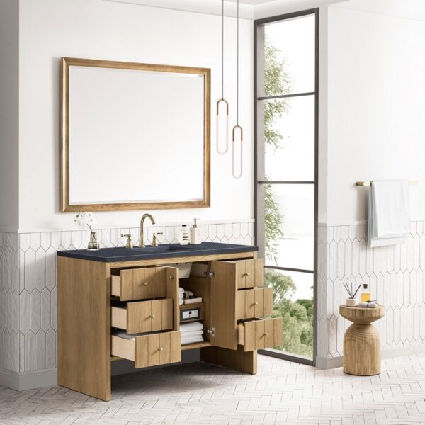 James Martin 435-V48-LNO-3CSP Hudson 48 Inch Light Natural Oak Single Sink Vanity with 3 cm Charcoal Soapstone Top