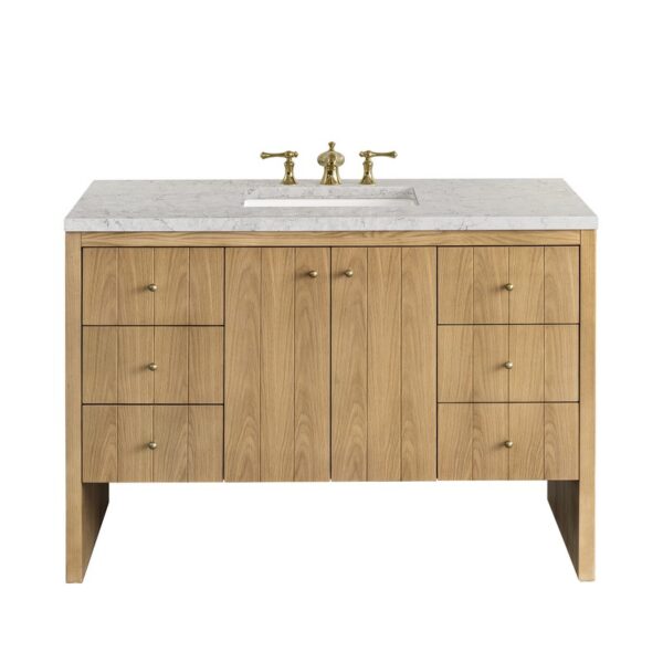 James Martin 435-V48-LNO-3EJP Hudson 48 Inch Light Natural Oak Single Sink Vanity with 3 cm Eternal Jasmine Pearl Top