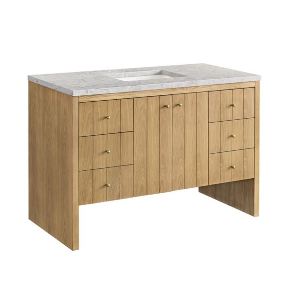 James Martin 435-V48-LNO-3EJP Hudson 48 Inch Light Natural Oak Single Sink Vanity with 3 cm Eternal Jasmine Pearl Top