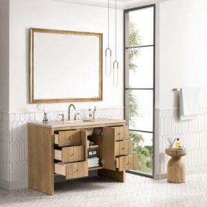 James Martin 435-V48-LNO-3EMR Hudson 48 Inch Light Natural Oak Single Sink Vanity with 3 cm Eternal Marfil Top