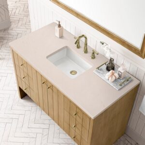 James Martin 435-V48-LNO-3EMR Hudson 48 Inch Light Natural Oak Single Sink Vanity with 3 cm Eternal Marfil Top