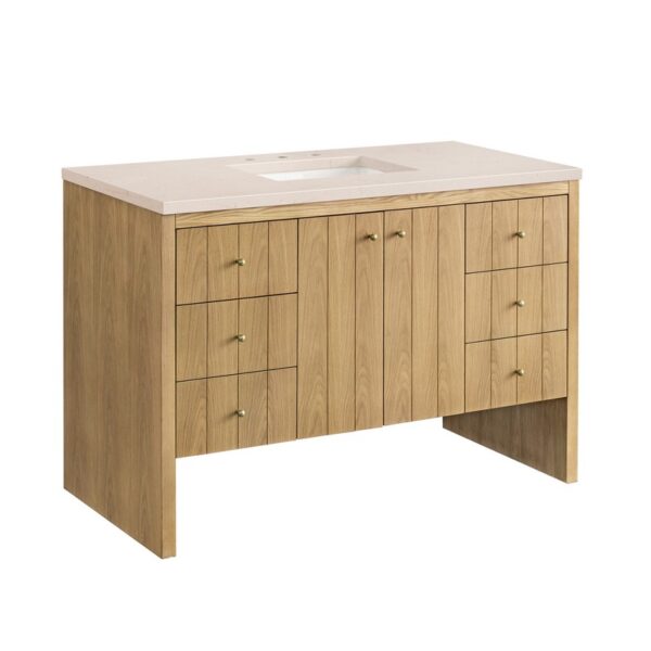 James Martin 435-V48-LNO-3EMR Hudson 48 Inch Light Natural Oak Single Sink Vanity with 3 cm Eternal Marfil Top