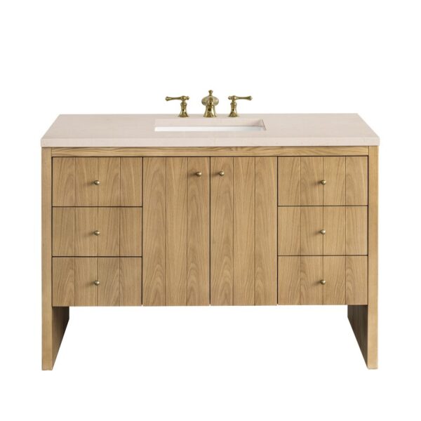 James Martin 435-V48-LNO-3EMR Hudson 48 Inch Light Natural Oak Single Sink Vanity with 3 cm Eternal Marfil Top