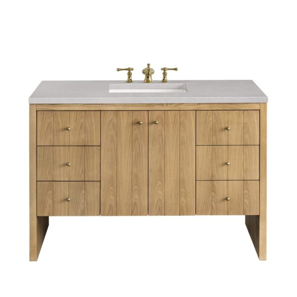 James Martin 435-V48-LNO-3ESR Hudson 48 Inch Light Natural Oak Single Sink Vanity with 3 cm Eternal Serena Top