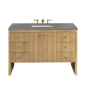 James Martin 435-V48-LNO-3GEX Hudson 48 Inch Light Natural Oak Single Sink Vanity with 3 cm Grey Expo Top