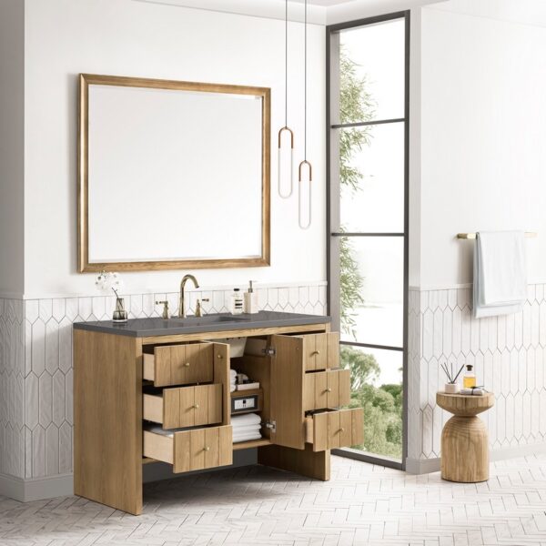 James Martin 435-V48-LNO-3GEX Hudson 48 Inch Light Natural Oak Single Sink Vanity with 3 cm Grey Expo Top