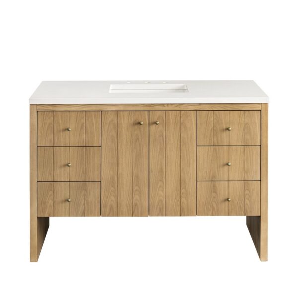 James Martin 435-V48-LNO-3WZ Hudson 48 Inch Single Vanity in Light Natural Oak with 3cm White Zeus Top