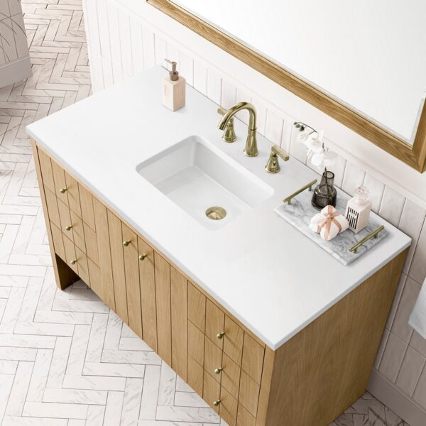 James Martin 435-V48-LNO-3WZ Hudson 48 Inch Single Vanity in Light Natural Oak with 3cm White Zeus Top