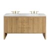 James Martin 435-V60D-LNO-3AF Hudson 60 Inch Light Natural Oak Double Sink Vanity with 3 cm Arctic Fall Top