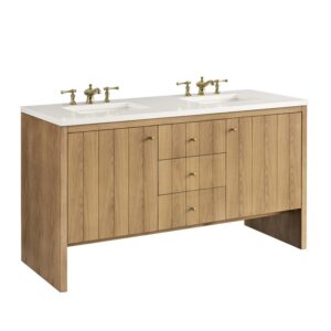 James Martin 435-V60D-LNO Hudson 59 7/8 Inch Light Natural Oak Double Sink Vanity Cabinet Only