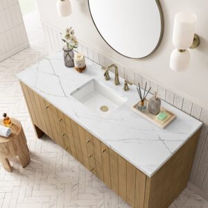 James Martin 435-V60S-LNO-3ENC Hudson 60 Inch Light Natural Oak Single Sink Vanity with 3 cm Ethereal Noctis Top