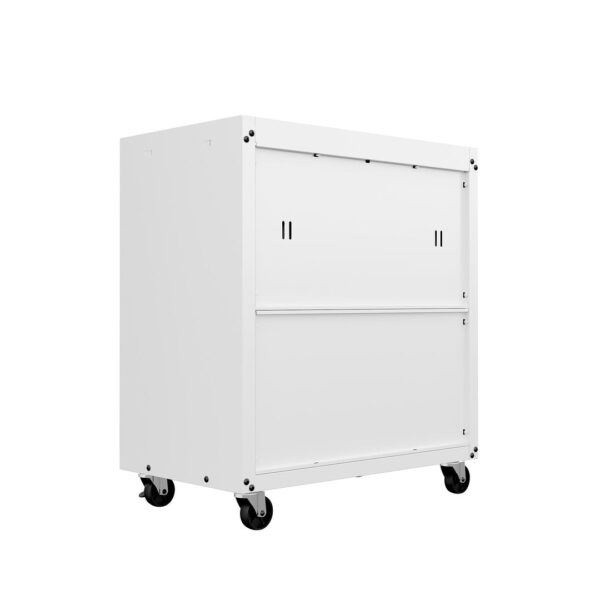 Manhattan Comfort Fortress Textured Metal 31.5" Garage Mobile Chest with 3 Full Extension Drawers in White