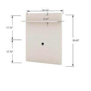 Manhattan Comfort Tribeca 35.43 Mid-Century Modern TV Panel with Overhead D?cor Shelf in Off White