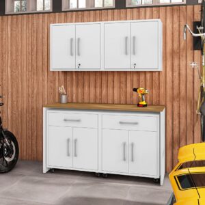 Manhattan Comfort Eiffel 5-Piece Garage Storage Set in White