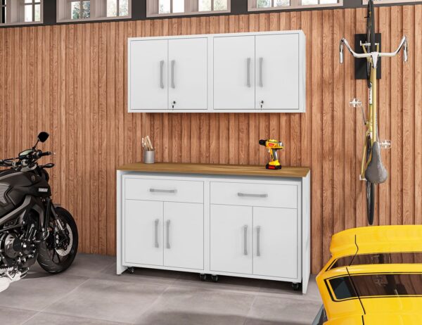 Manhattan Comfort Eiffel 5-Piece Garage Storage Set in White