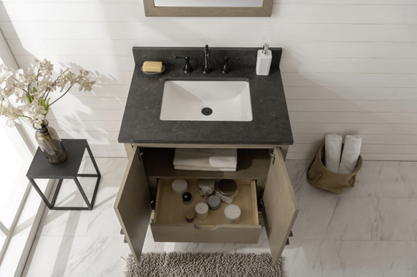 Legion Furniture WLF7040-30-AGO-BS 30 Inch Antique Gray Oak Vanity with Blue Limestone Top