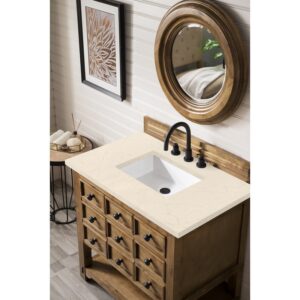 James Martin 500-V36-HON-3EMR Malibu 36 Inch Single Vanity Cabinet in Honey Alder with 3 CM Eternal Marfil Quartz Top