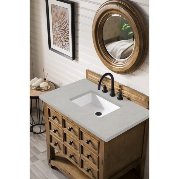 James Martin 500-V36-HON-3ESR Malibu 36 Inch Single Vanity Cabinet in Honey Alder with 3 CM Eternal Serena Quartz Top