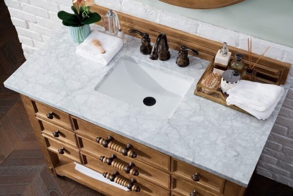 James Martin 500-V48-HON-3CAR Malibu 48 Inch Honey Alder Single Vanity with 3 cm Carrara Marble Top