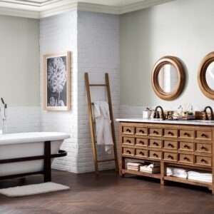 James Martin 500-V72-HON-3CAR Malibu 72 Inch Honey Alder Double Vanity with 3 cm Carrara Marble Top