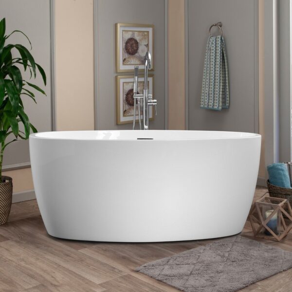 Altair 51055-BAT-WH-F Jolie 55 1/8 x 31 7/8 Inch Freestanding Soaking Acrylic Bathtub