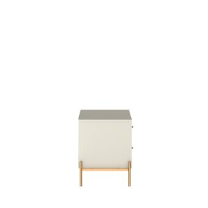 Manhattan Comfort Jasper Nightstand with Steel Gold Legs in Off White Matte