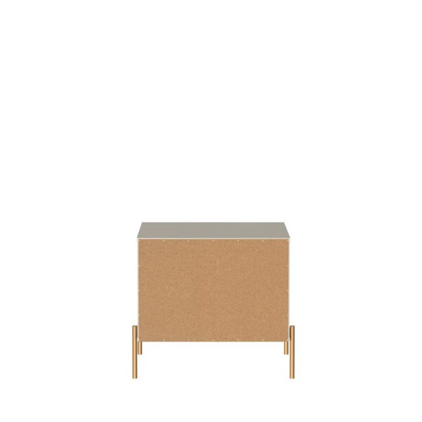 Manhattan Comfort Jasper Nightstand with Steel Gold Legs in Off White Matte