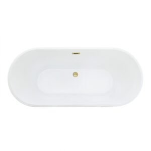 Altair 51765-BAT-WH-FS Blarn 65 x 29 1/8 Inch Flatbottom Freestanding Acrylic Soaking Bathtub with Drain and Overflow - Glossy White