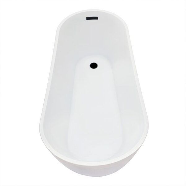 Altair 51867-BAT-WH-FB Ipure 67 x 29 1/8 Inch Flatbottom Freestanding Acrylic Soaking Bathtub with Drain and Overflow - Glossy White