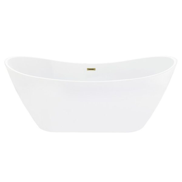 Altair 51967-BAT-WH-FS Vansza 67 x 31 1/2 Inch Flatbottom Freestanding Acrylic Soaking Bathtub with Drain and Overflow - Glossy White