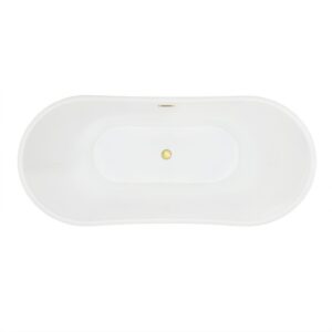 Altair 51967-BAT-WH-FS Vansza 67 x 31 1/2 Inch Flatbottom Freestanding Acrylic Soaking Bathtub with Drain and Overflow - Glossy White