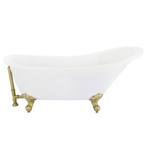 Altair 52064-BAT-WH Fandi 63 3/4 x 27 5/8 Inch Acrylic Clawfoot Soaking Bathtub with Drain and Overflow in Glossy White