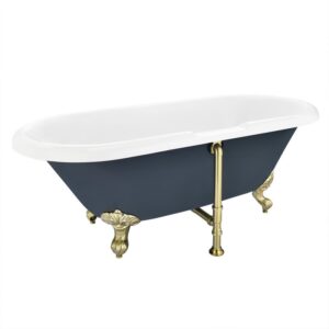 Altair 52167-BAT-GR-BB Kerta 66 7/8 x 29 1/8 Inch Acrylic Clawfoot Soaking Bathtub with Drain and Overflow - Glossy Gray