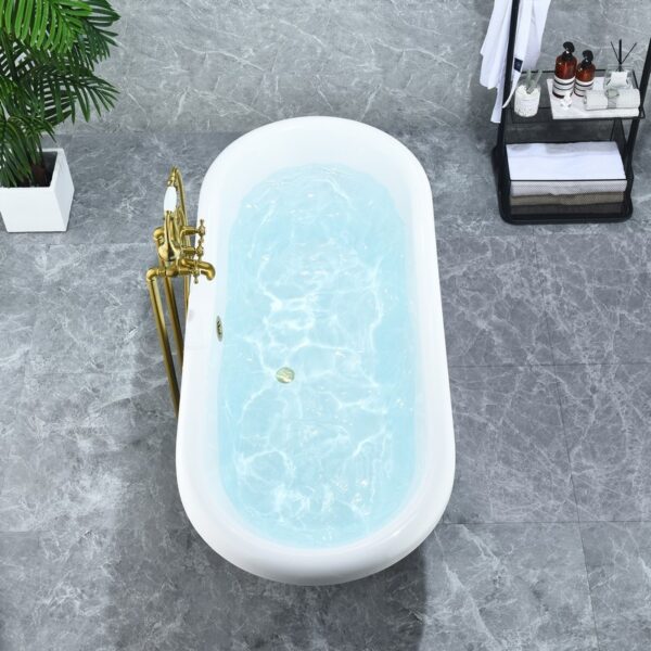 Altair 52167-BAT-GR-BB Kerta 66 7/8 x 29 1/8 Inch Acrylic Clawfoot Soaking Bathtub with Drain and Overflow - Glossy Gray