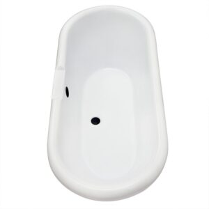 Altair 52167-BAT-WH-MB Kerta 66 7/8 x 29 1/8 Inch Acrylic Clawfoot Soaking Bathtub with Drain and Overflow - Glossy White