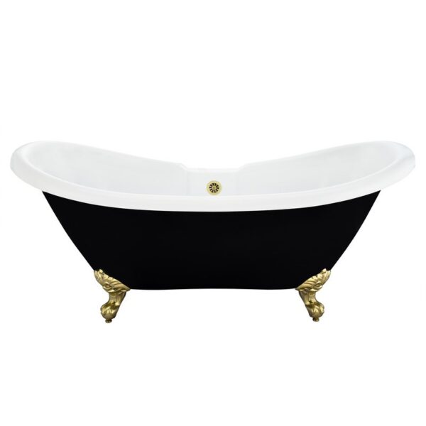 Altair 52269-BAT-BK-BB Porva 68 7/8 x 29 1/8 Inch Acrylic Clawfoot Soaking Bathtub with Drain and Overflow - Glossy Black