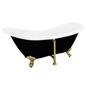 Altair 52269-BAT-BK-BB Porva 68 7/8 x 29 1/8 Inch Acrylic Clawfoot Soaking Bathtub with Drain and Overflow - Glossy Black