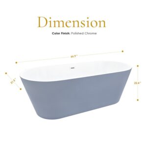 Altair 52367-BAT-GR-FC Szany 66 7/8 x 31 1/2 Inch Flatbottom Freestanding Acrylic Soaking Bathtub with Drain and Overflow - Matte Gray