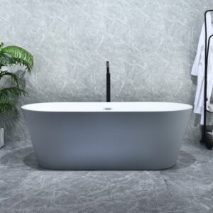 Altair 52367-BAT-GR-FC Szany 66 7/8 x 31 1/2 Inch Flatbottom Freestanding Acrylic Soaking Bathtub with Drain and Overflow - Matte Gray