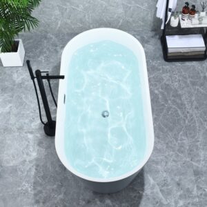 Altair 52367-BAT-GR-FC Szany 66 7/8 x 31 1/2 Inch Flatbottom Freestanding Acrylic Soaking Bathtub with Drain and Overflow - Matte Gray