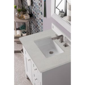 James Martin 527-V30-BW-3EMR Palisades 30 Inch Single Vanity in Bright White with 3 CM Eternal Marfil Quartz Top