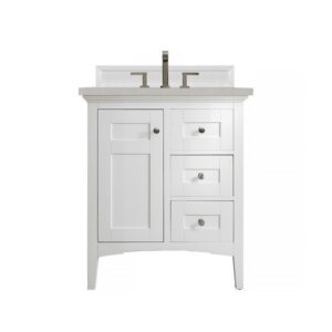 James Martin 527-V30-BW-3ESR Palisades 30 Inch Single Vanity in Bright White with 3 CM Eternal Serena Quartz Top