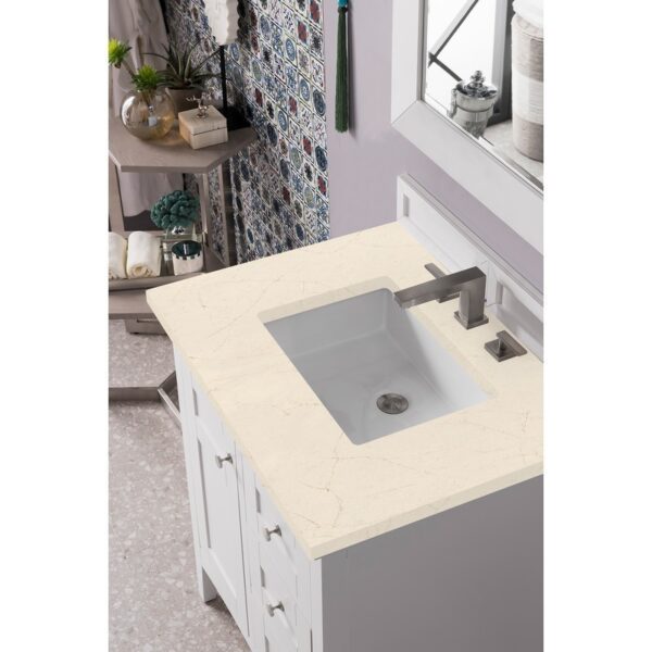 James Martin 527-V30-BW-3ESR Palisades 30 Inch Single Vanity in Bright White with 3 CM Eternal Serena Quartz Top