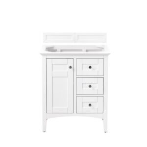 James Martin 527-V30-BW-3GEX Palisades 30 Inch Single Vanity in Bright White with 3 cm Grey Expo Quartz Top with Sink