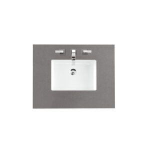 James Martin 527-V30-BW-3GEX Palisades 30 Inch Single Vanity in Bright White with 3 cm Grey Expo Quartz Top with Sink