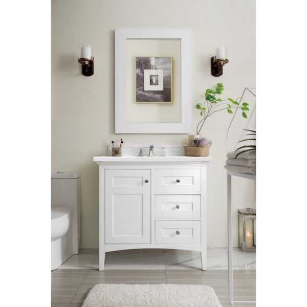 James Martin 527-V36-3WZ Palisades 36 Inch Single Vanity with 3cm White Zeus Quartz Top