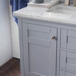 James Martin 527-V36-SL-3CAR Palisades 36 Inch Single Vanity in Silver Gray with 3 cm Carrara Marble Top