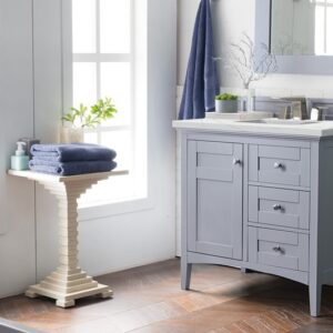 James Martin 527-V36-SL-3ENC Palisades 36 Inch Single Vanity Cabinet with Ethereal Noctis Quartz Top - Silver Gray