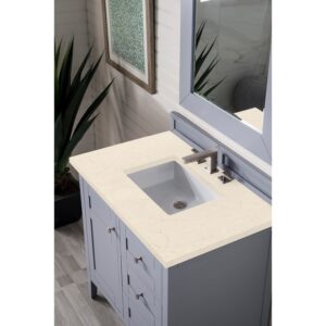 James Martin 527-V36-SL-3ESR Palisades 36 Inch Single Vanity in Silver Gray with 3 CM Eternal Serena Quartz Top